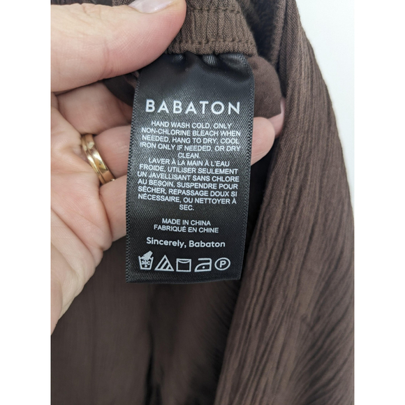Babaton Pants Womens 2XS Brown Crinkle Pull On Elastic Waist‎ Lenzing Viscose - Picture 6 of 10